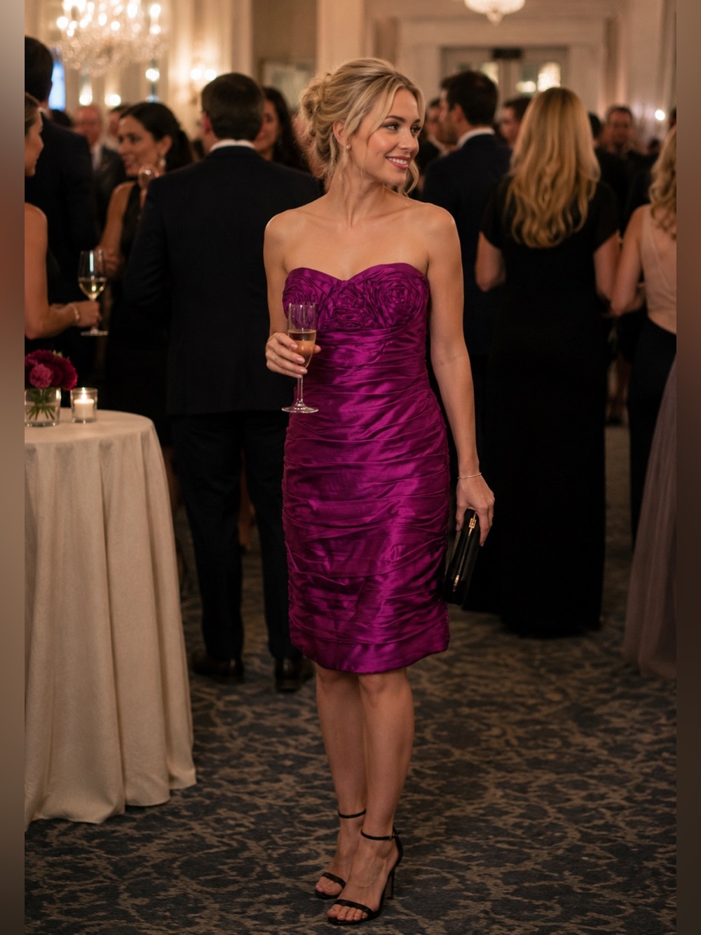 NEW Rickie Freeman for Teri Jon 100% Silk Fuschia Dress Size 6